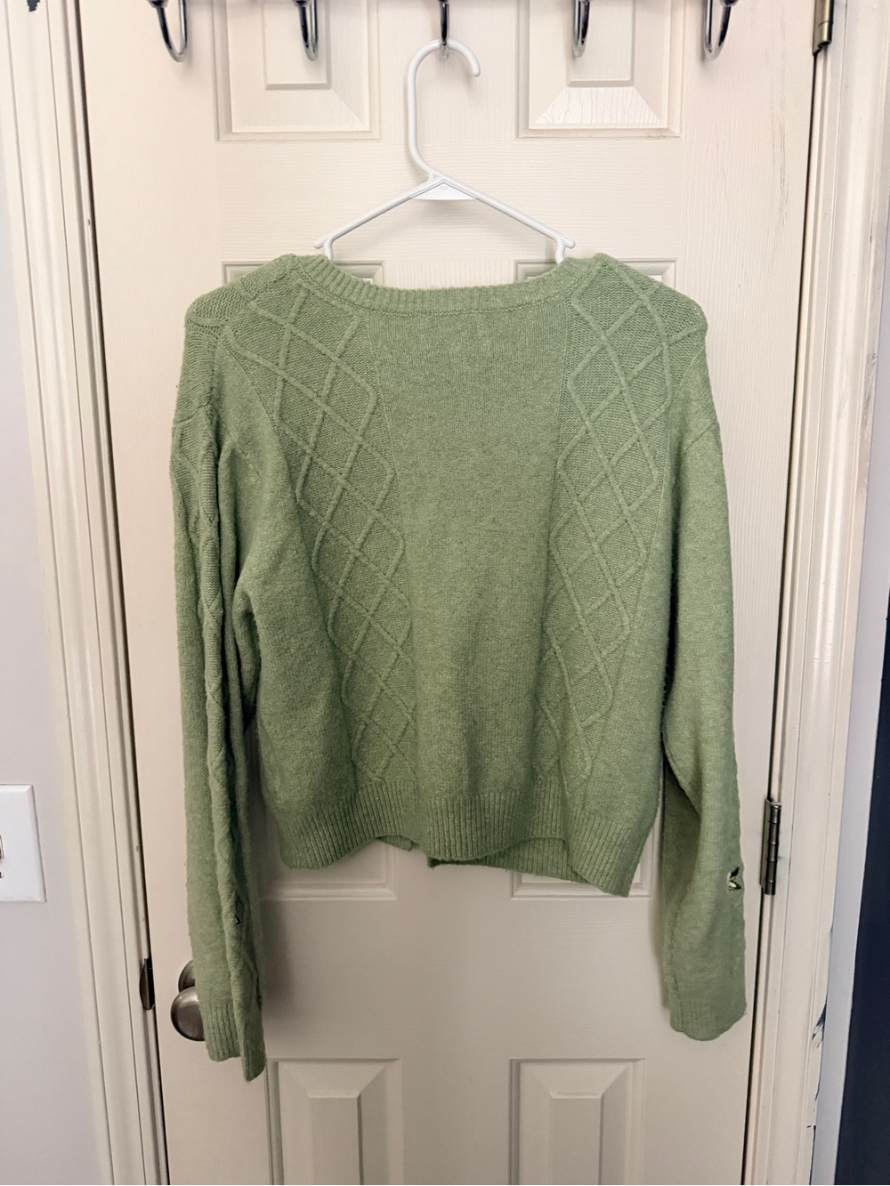 Light Green Embellished Tie-Front Cardigan Sweater - Picture 3 of 4
